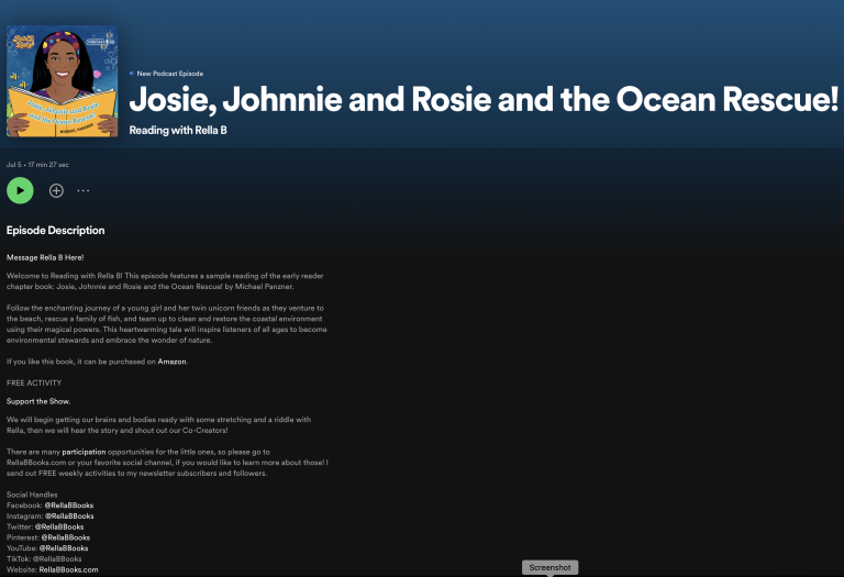 Reading with Rella B podcast features Josie, Johnnie and Rosie and the Ocean Rescue!