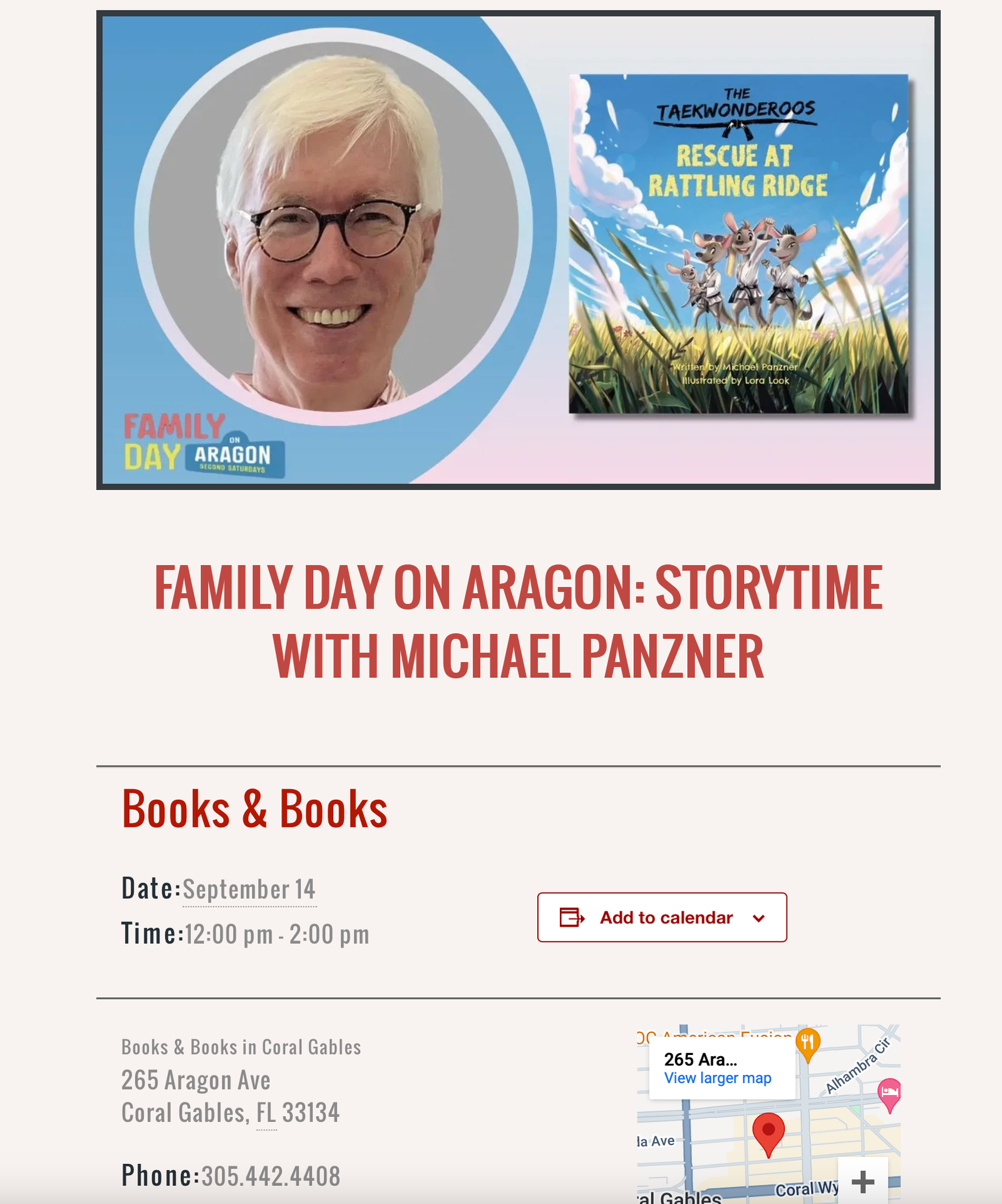 Michael Panzner - Storytime at Books and Books on September 14, 2024.