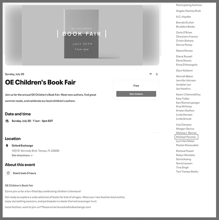 Michael Panzner - Oxford Exchange Children's Book Fair July 20, 2025